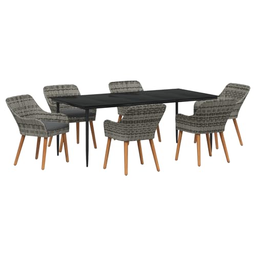 Genérico wenjingqi 3261682 Gartenmöbel-Set, 7-teilig, grau, aus synthetischem Rattan von Genérico
