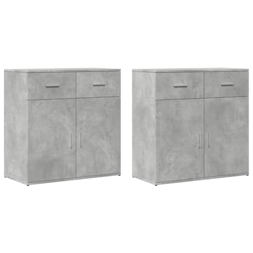Genérico wenjingqi 3276619 Sideboard, 2 Stück, aus technischem Holz, Grau Beton, 79 x 38 x 80 cm von Genérico