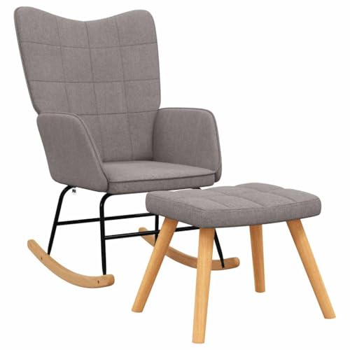 Genérico wenjingqi 328027 Schaukelstuhl mit Fußstütze, Stoff, Taupe von Genérico