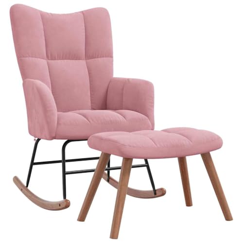 Genérico wenjingqi 328154 Schaukelstuhl mit Fußstütze, Samt, Rosa von Genérico