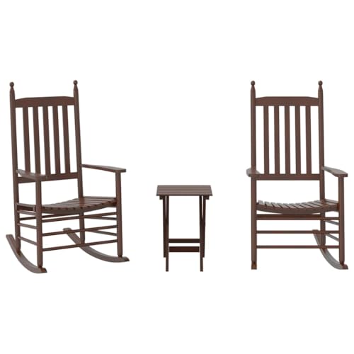 Genérico wenjingqi 3281591 Schaukelstühle, 2 Stück, Klapptisch, Massivholz, Pappel, Braun von Genérico