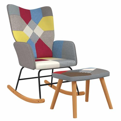 Genérico wenjingqi 328192 Schaukelstuhl mit Fußstütze, Patchwork-Stoff von Genérico