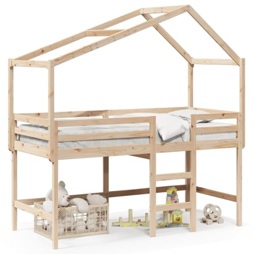 Genérico wenjingqi 3282068 Hochbett mit Leiter und Decke aus massivem Kiefernholz, 90 x 190 cm Genérico wenjingqi 3282068 Hochbett mit Leiter und Decke aus massivem Kiefernholz, 90 x 190 cm von Genérico