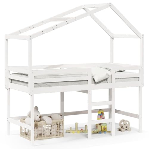 Genérico wenjingqi 3282069 Hochbett, Treppe und Decke, massives Kiefernholz, 90 x 190 cm von Genérico