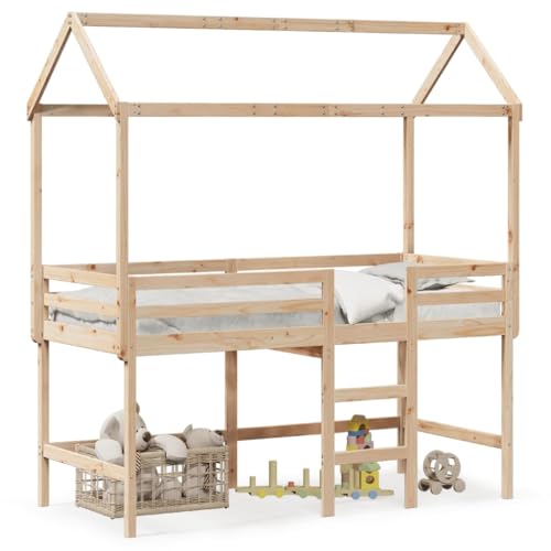 Genérico wenjingqi 3282148 Hochbett mit Leiter und Decke aus massivem Kiefernholz, 90 x 190 cm Genérico wenjingqi 3282148 Hochbett mit Leiter und Decke aus massivem Kiefernholz, 90 x 190 cm von Genérico
