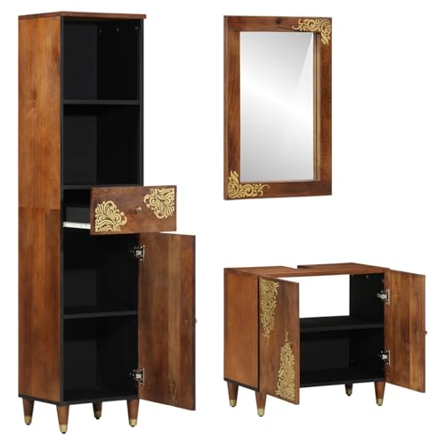 Genérico wenjingqi 3310148 Badezimmermöbel-Set aus Massivholz, Griff von Genérico