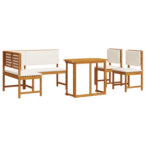 Genérico wenjingqi 3329101 Gartenmöbel-Set, 4 Stück, mit Kissen, massives Akazienholz von Genérico