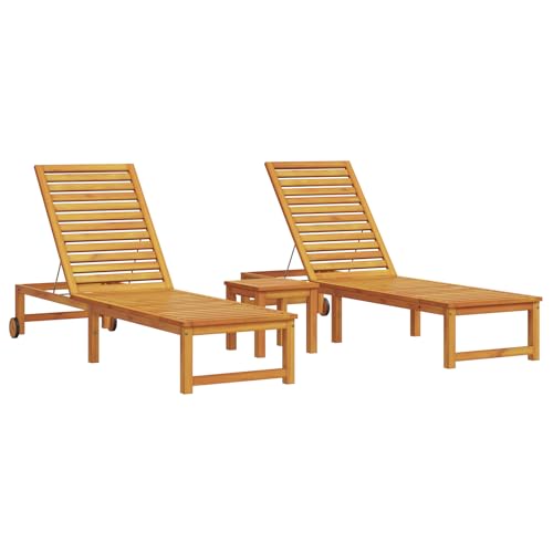 Genérico wenjingqi 3333829 Sonnenliege mit Tisch aus Akazienholz von Genérico