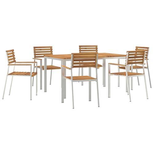 Genérico wenjingqi 3334776 Gartenmöbel-Set aus massivem Akazienholz, 7-teilig von Genérico