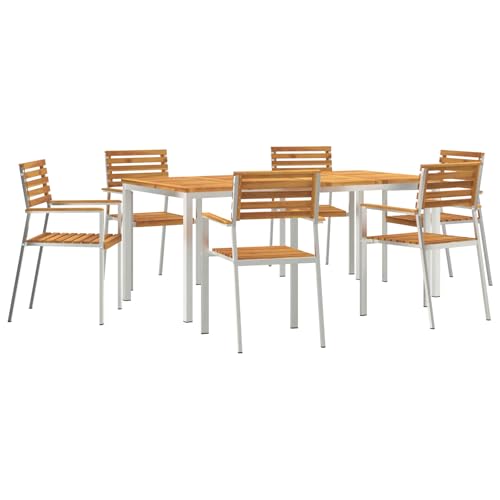 Genérico wenjingqi 3334778 Gartenmöbel-Set aus massivem Akazienholz, 7-teilig von Genérico