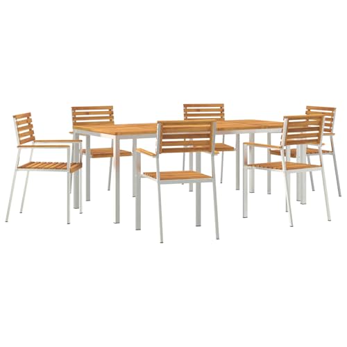 Genérico wenjingqi 3334779 Gartenmöbel-Set aus massivem Akazienholz, 7-teilig von Genérico