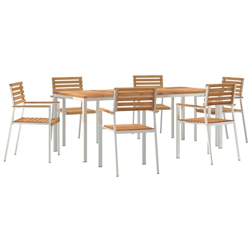 Genérico wenjingqi 3334787 Gartenmöbel-Set aus massivem Teakholz, 7-teilig von Genérico