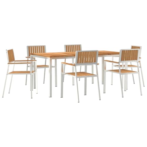 Genérico wenjingqi 3334802 Gartenmöbel-Set aus massivem Teakholz, 7-teilig von Genérico