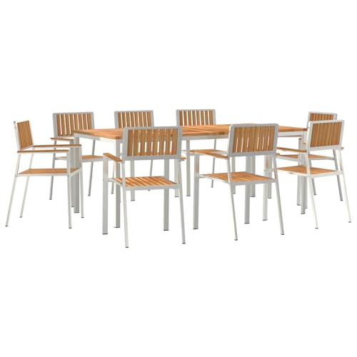 Genérico wenjingqi 3334804 Gartenmöbel-Set aus massivem Teakholz, 9-teilig von Genérico