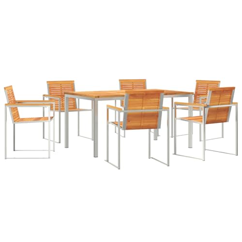 Genérico wenjingqi 3334808 Gartenmöbel-Set aus massivem Akazienholz, 7-teilig von Genérico