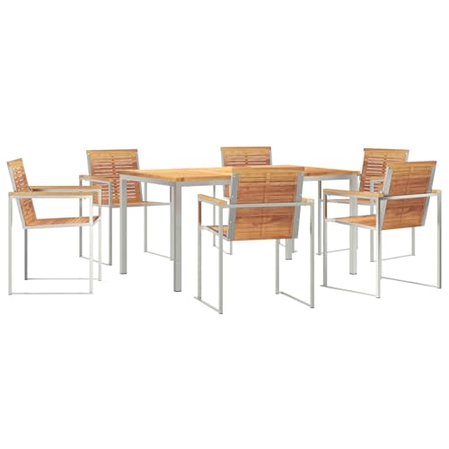 Genérico wenjingqi 3334824 Gartenmöbel-Set aus massivem Teakholz, 7-teilig von Genérico