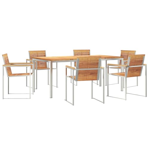 Genérico wenjingqi 3334826 Gartenmöbel-Set aus massivem Teakholz, 7-teilig von Genérico