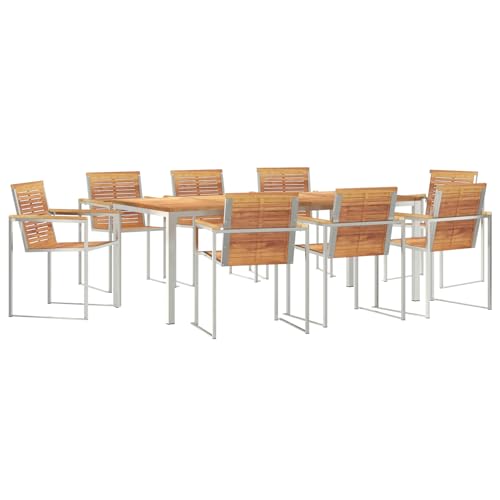 Genérico wenjingqi 3334828 Gartenmöbel-Set aus massivem Teakholz, 9-teilig von Genérico