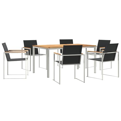 Genérico wenjingqi 3334832 Gartenmöbel-Set aus massivem Teakholz, 7-teilig von Genérico
