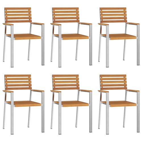 Genérico wenjingqi 3334847 Stapelbare Gartenstühle, 6 Stück, 54,5 x 56 x 89 cm, massives Akazienholz Genérico wenjingqi 3334847 Stapelbare Gartenstühle, 6 Stück, 54,5 x 56 x 89 cm, massives Akazienholz von Genérico