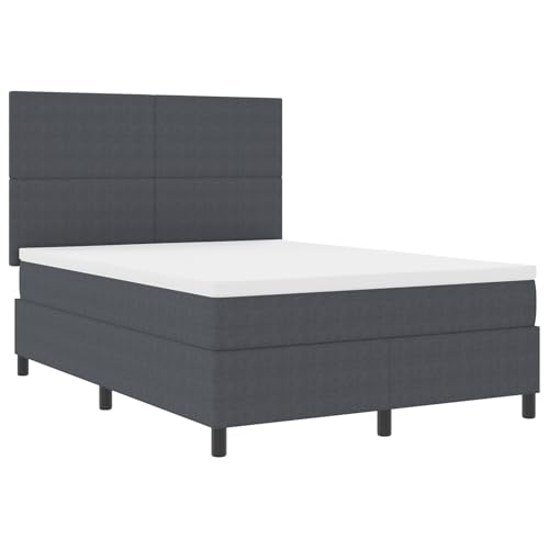 Genérico wenjingqi 3337648 Bett mit Federkernmatratze und LED, Dunkelgrau, 140 x 200 cm, Samtstoff von Genérico