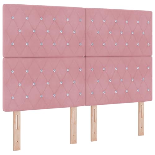 Genérico wenjingqi 3339775 Boxspringbett mit Matratze, Samt, Rosa, 140 x 200 cm von Genérico