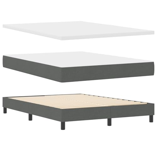 Genérico wenjingqi 3340088 Bett mit Lattenrost und Matratze, Dunkelgrau, 140 x 200 cm, Stoff von Genérico