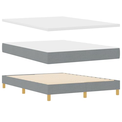 Genérico wenjingqi 3340150 Boxspringbett mit Matratze, Stoff, Hellgrau, 140 x 200 cm von Genérico