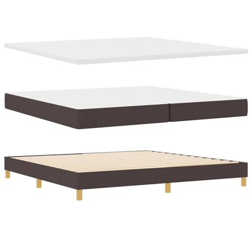 Genérico wenjingqi 3340237 Boxspringbett mit Matratze, Stoff, dunkelbraun, 200 x 200 cm von Genérico