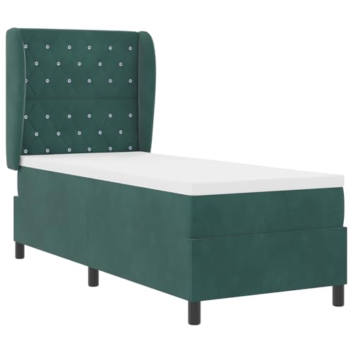 Genérico wenjingqi 3340847 Boxspringbett mit Matratze, Samt, Dunkelgrün, 80 x 200 cm von Genérico