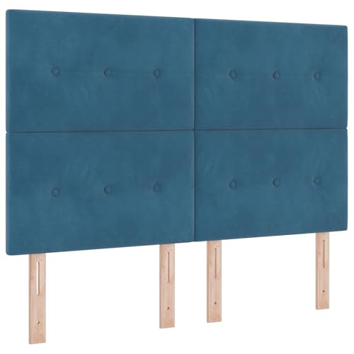 Genérico wenjingqi 3340932 Boxspringbett mit Matratze, Samt, Dunkelblau, 140 x 200 cm von Genérico