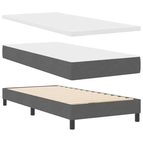 Genérico wenjingqi 3341154 Bett mit Lattenrost und Matratze in Dunkelgrau, 100 x 200 cm, Stoff von Genérico