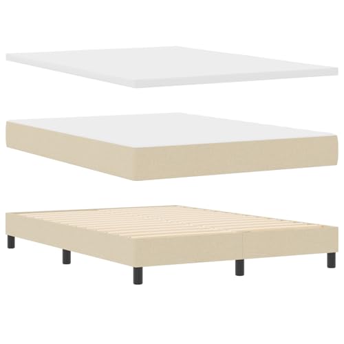 Genérico wenjingqi 3341172 Bett mit Lattenrost und Matratze - Creme, 140 x 200 cm, Stoff von Genérico