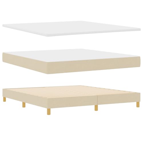 Genérico wenjingqi 3341249 Bett mit Lattenrost und Matratze, Cremefarben, 180 x 200 cm, Stoff von Genérico