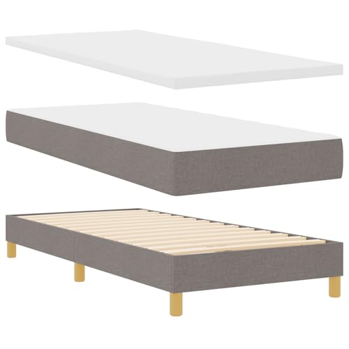 Genérico wenjingqi 3341332 Bett mit Lattenrost und Matratze in Taupe, 90 x 190 cm aus Stoff von Genérico
