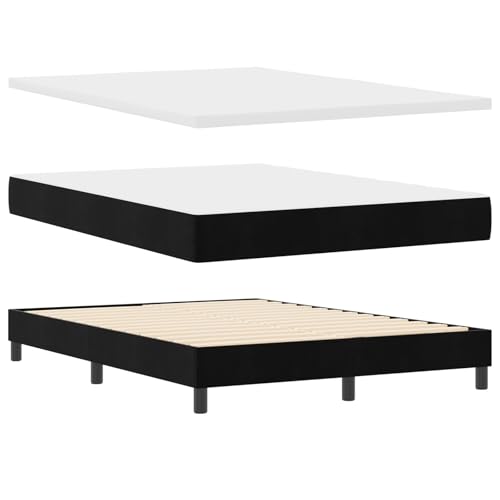 Genérico wenjingqi 3341416 Boxspringbett mit Matratze, Samt, Schwarz, 140 x 200 cm von Genérico