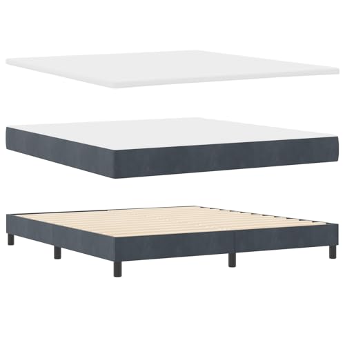 Genérico wenjingqi 3341481 Boxspringbett mit Matratze, Samt, Dunkelgrau, 180 x 200 cm von Genérico