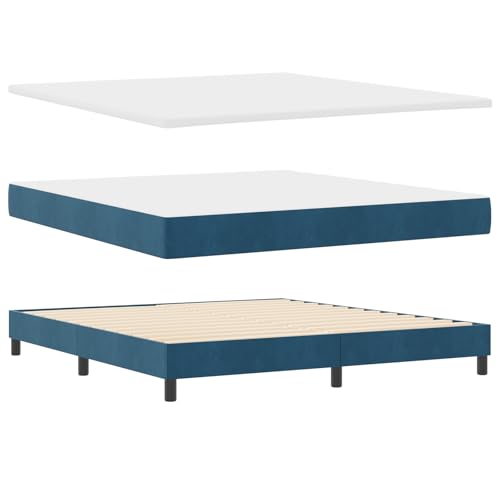 Genérico wenjingqi 3341484 Boxspringbett mit Matratze, Samt, Dunkelblau, 180 x 200 cm von Genérico