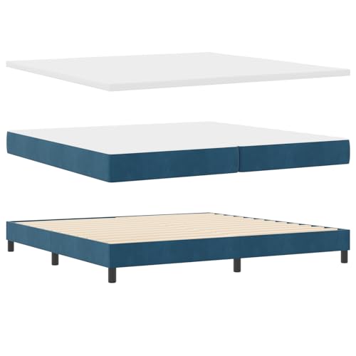 Genérico wenjingqi 3341490 Bett mit Federkernmatratze, Samtbezug, Dunkelblau, 200 x 200 cm von Genérico
