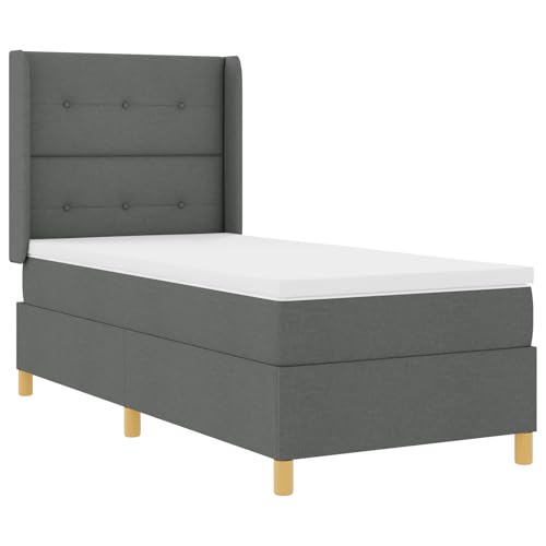 Genérico wenjingqi 3341813 Bett mit Federkern und Matratze, dunkelgrau, 90 x 200 cm, Stoff von Genérico