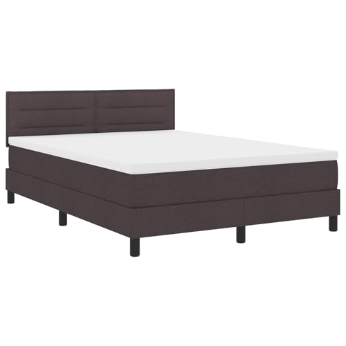 Genérico wenjingqi 3342145 Boxspringbett mit Matratze und LED, Dunkelbraun, 160 x 200 cm, Stoff von Genérico