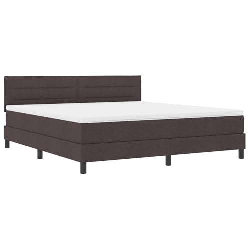 Genérico wenjingqi 3342152 Boxspringbett mit Matratze und LED, Dunkelbraun, 180 x 200 cm, Stoff von Genérico
