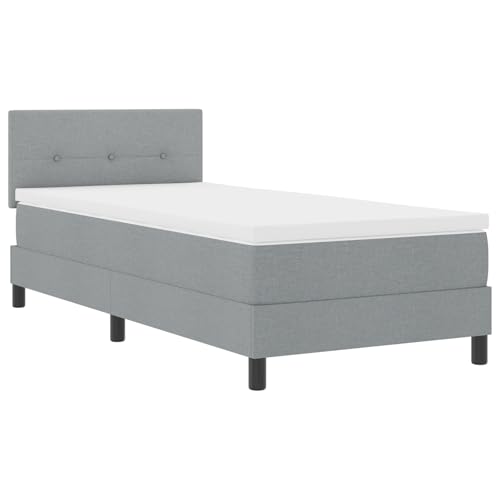 Genérico wenjingqi 3342184 Bett mit Lattenrost und Matratze mit LED-Licht, Hellgrau, 100 x 200 cm, Stoff von Genérico