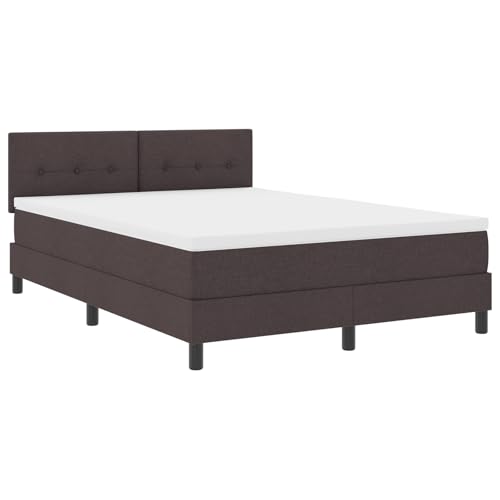 Genérico wenjingqi 3342215 Bett mit Lattenrost und LED-Matratze, Dunkelbraun, 140 x 200 cm, Stoff von Genérico