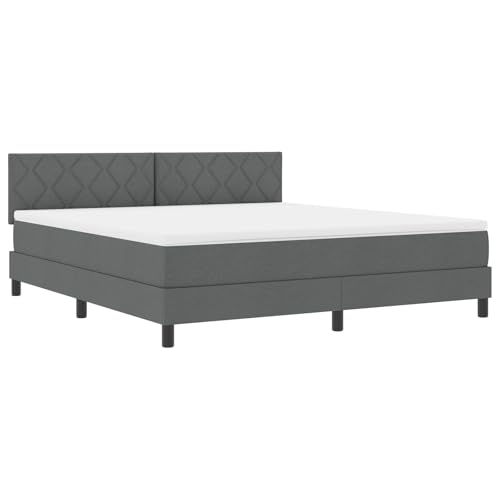 Genérico wenjingqi 3342304 Boxspringbett mit Matratze und LED, dunkelgrau, 180 x 200 cm, Stoff von Genérico