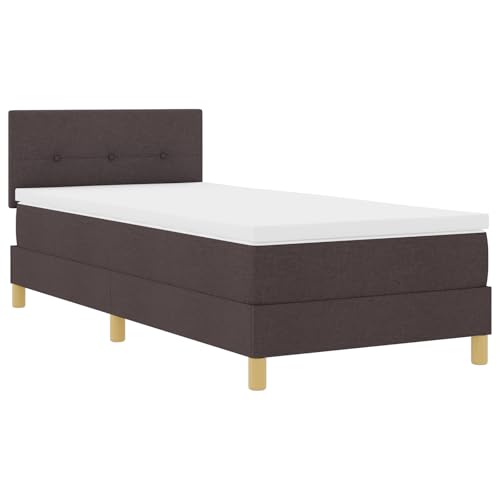 Genérico wenjingqi 3342418 Boxspringbett mit Matratze und LED, Dunkelbraun, 100 x 200 cm, Stoff von Genérico