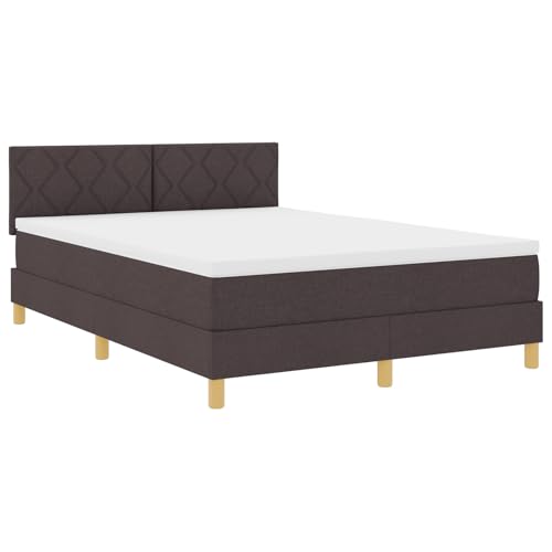 Genérico wenjingqi 3342523 Boxspringbett mit Matratze und LED, Dunkelbraun, 140 x 200 cm, Stoff von Genérico