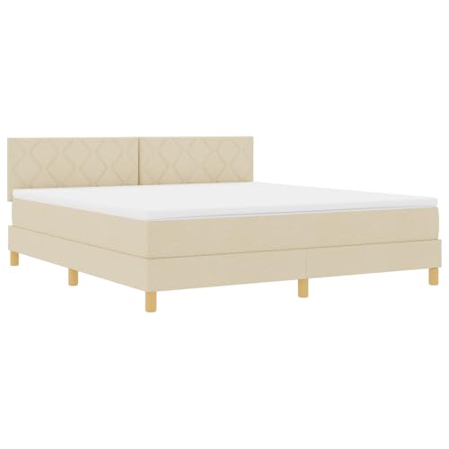 Genérico wenjingqi 3342539 Boxspringbett mit Matratze und LED, cremefarben, 180 x 200 cm, Stoff von Genérico