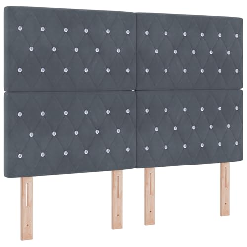 Genérico wenjingqi 3343251 Boxspringbett, Matratze und LED, Samt, Dunkelgrau, 140 x 200 cm von Genérico