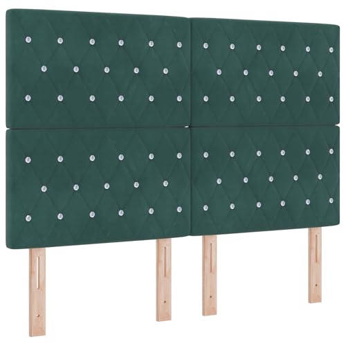 Genérico wenjingqi 3343253 Boxspringbett, Matratze und LED, Samt, Dunkelgrün, 140 x 200 cm von Genérico